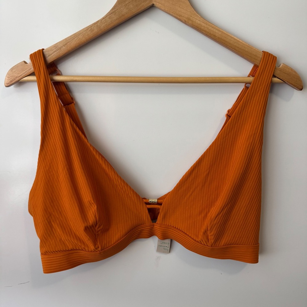 Dorina Ribbed Bralette Plunge Adjustable Straps‎ Orange 2XL